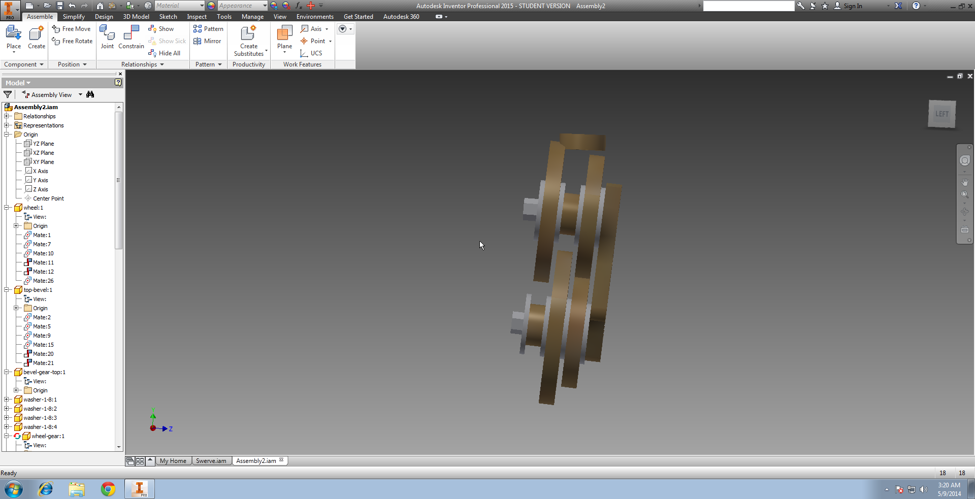 Tiny-swerve's listing gear train. Remember kids, ground your parts